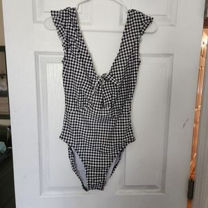 Buru black and white check swimsuit